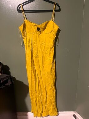 Zara neón Green / Yellow Spaghetti Strap Maxi Dress